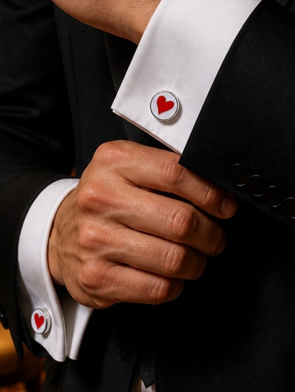 Heart Suit Cufflinks Playing Card Casino Gambling Formal Accessory Vegas Love